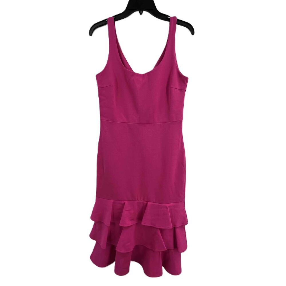 Amanda Uprichard Fuchsia Ruffled Hem Sleeveless V Neck Dress Womens Medium New